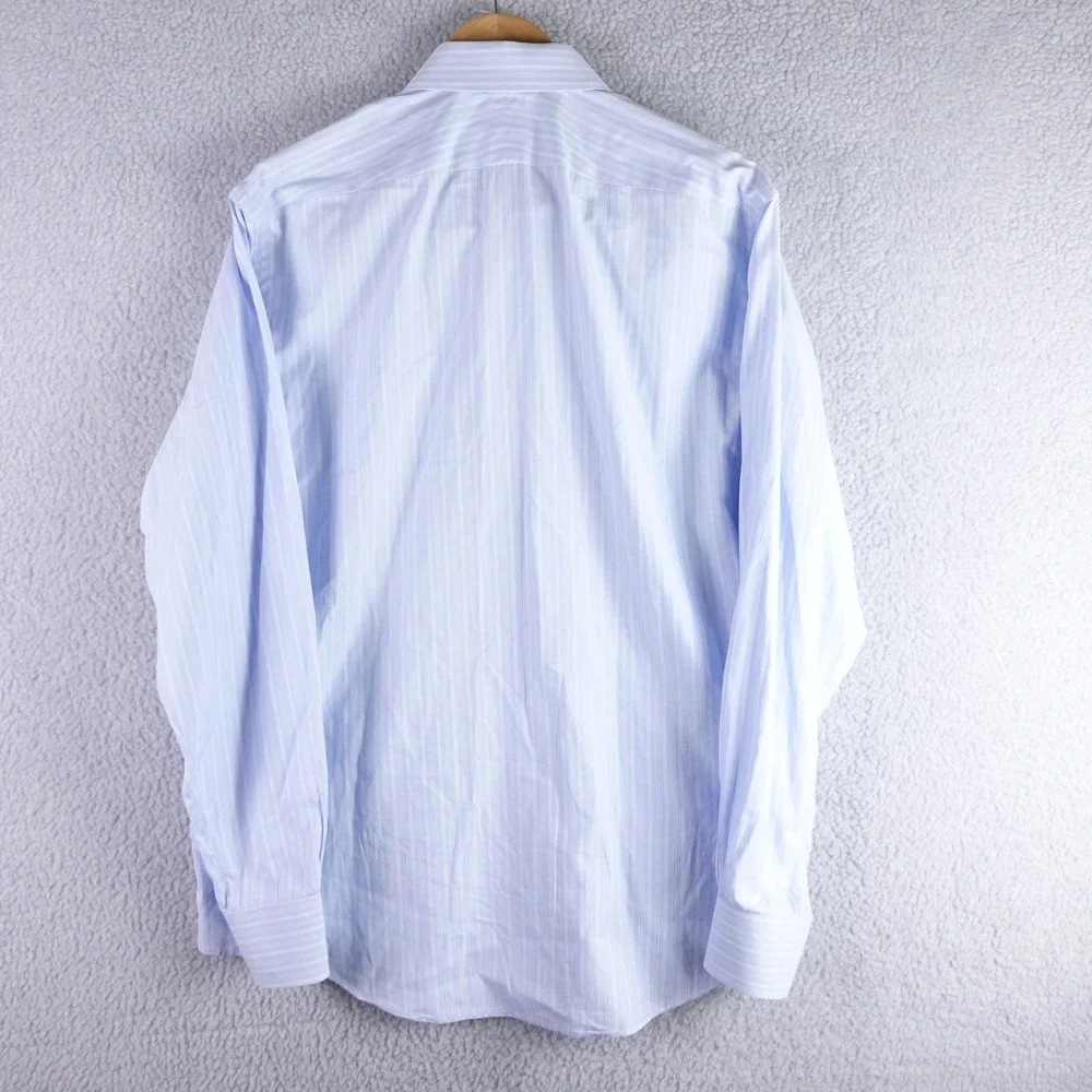 Brooks Brothers Mens 16.5 36 Blue White Striped‎ Cotton Dress Shirt Made in USA